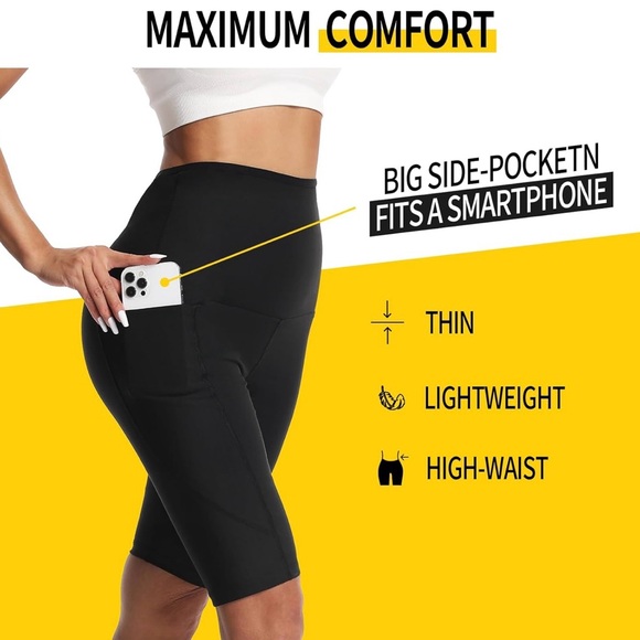 Sauna Shorts for Women - High Waist Knee Length Sweat Enhancing Shorts - Picture 4 of 7